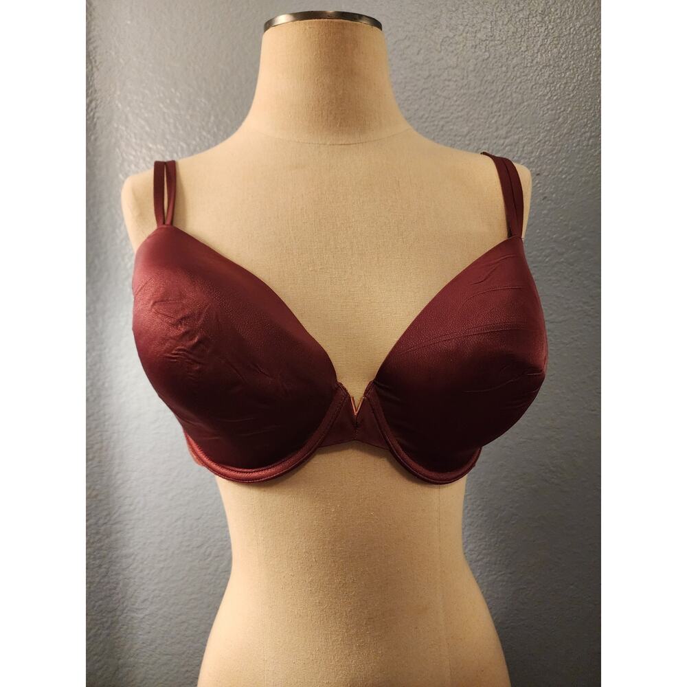 NWT Victoria's Secret Plunge Shimmer Bra Size 38DDD Burgundy‎ Maroon
